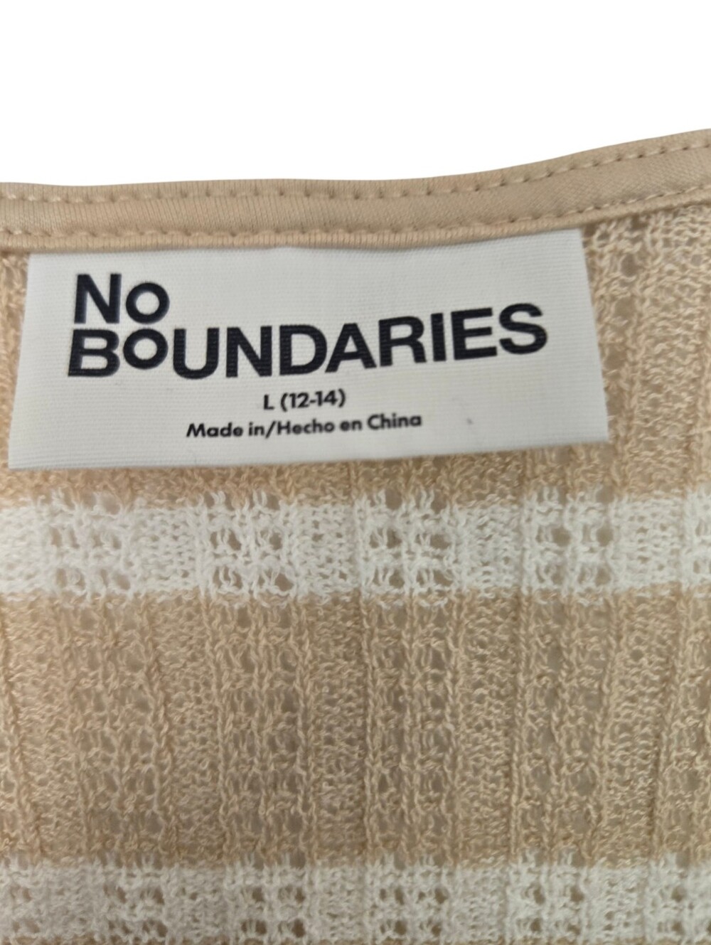 🤍 NWT No Boundaries Beige & Cream Striped Crochet Knit Vest + Wide Leg Pants Se - Picture 3 of 6